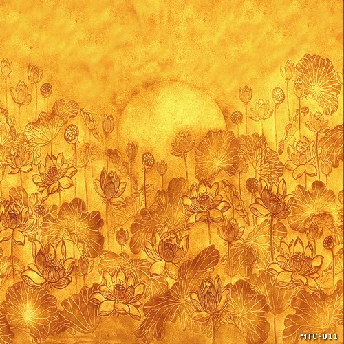 Tranh in trúc chỉ phòng thờ hoa sen MTC-011